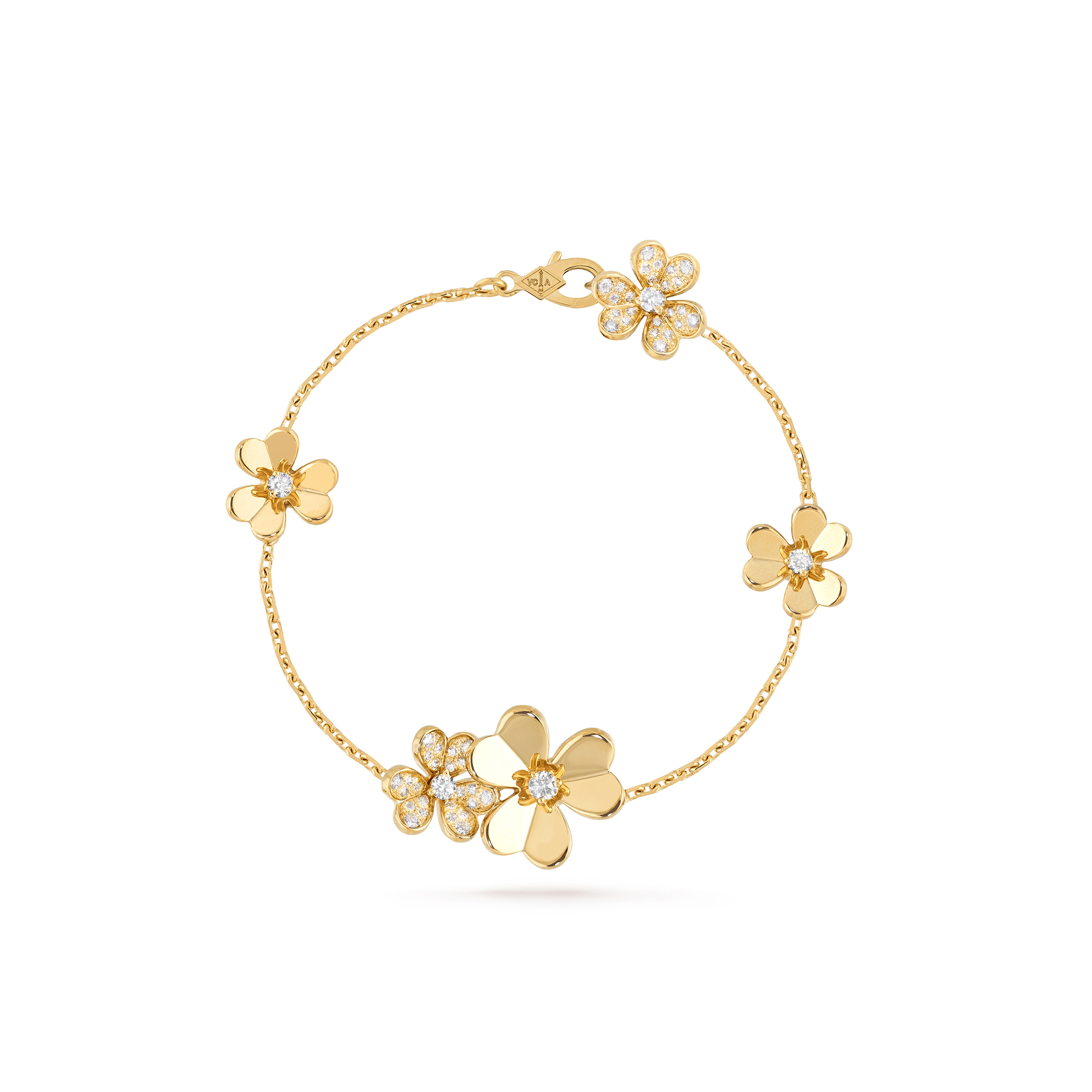 VAN CLEEF ARPELS FRIVOLE BRACELET, 5 FLOWERS - YELLOW GOLD, DIAMOND  VCARP3W400